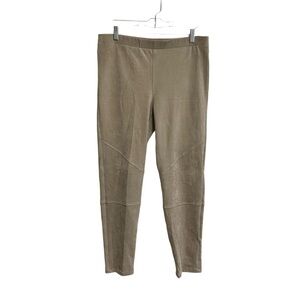 Karen Kane Tan Moto Pants Women Size XL Faux Suede Leather British Khaki